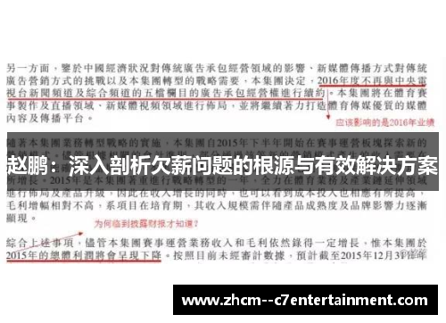 赵鹏:深入剖析欠薪问题的根源与有效解决方案 赵鹏:深入剖析欠薪问题的根源与有效解决方案